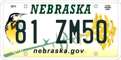 NE license plate 81ZM50