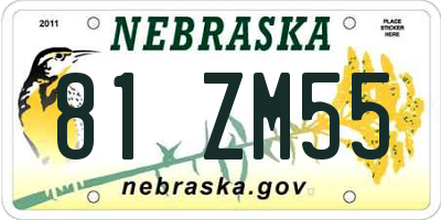 NE license plate 81ZM55