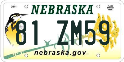 NE license plate 81ZM59