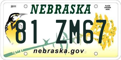 NE license plate 81ZM67