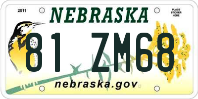 NE license plate 81ZM68
