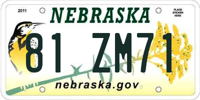 NE license plate 81ZM71