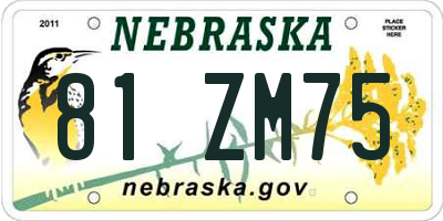 NE license plate 81ZM75