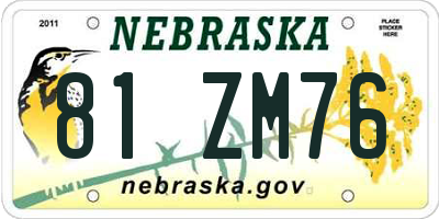 NE license plate 81ZM76