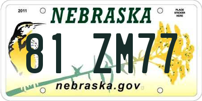 NE license plate 81ZM77