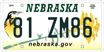NE license plate 81ZM86