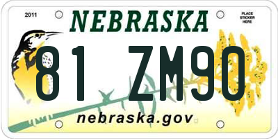 NE license plate 81ZM90