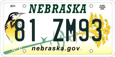 NE license plate 81ZM93