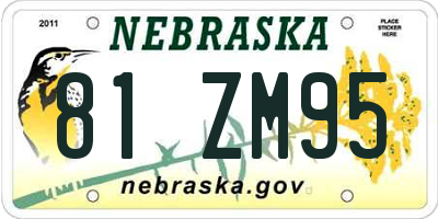 NE license plate 81ZM95