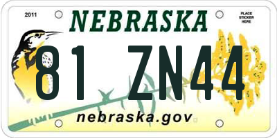 NE license plate 81ZN44