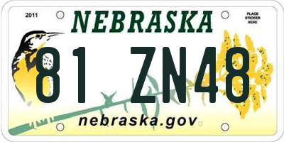 NE license plate 81ZN48
