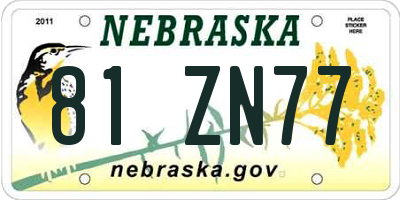 NE license plate 81ZN77