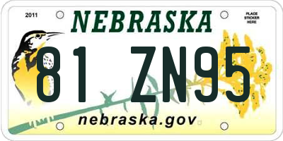NE license plate 81ZN95