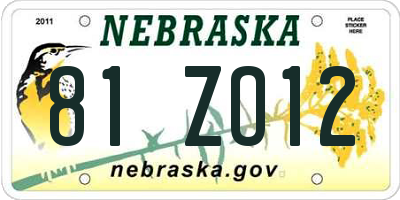 NE license plate 81ZO12