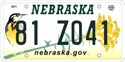 NE license plate 81ZO41
