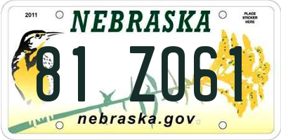 NE license plate 81ZO61