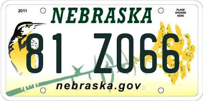 NE license plate 81ZO66