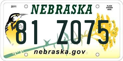 NE license plate 81ZO75