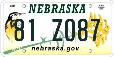 NE license plate 81ZO87