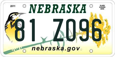 NE license plate 81ZO96