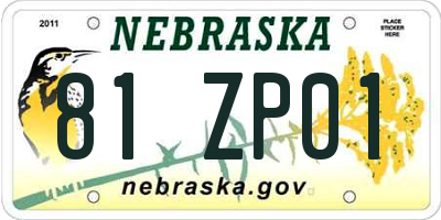 NE license plate 81ZP01