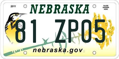 NE license plate 81ZP05