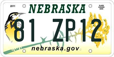 NE license plate 81ZP12