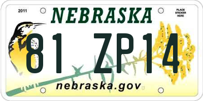 NE license plate 81ZP14