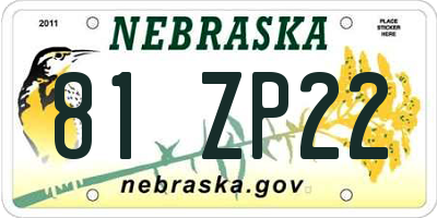 NE license plate 81ZP22
