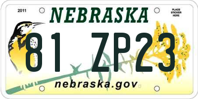 NE license plate 81ZP23