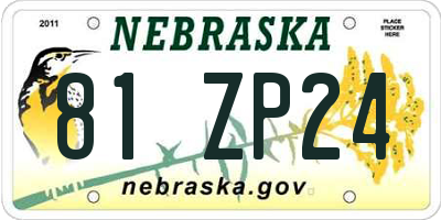 NE license plate 81ZP24