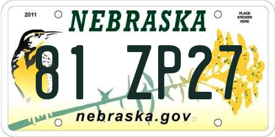 NE license plate 81ZP27