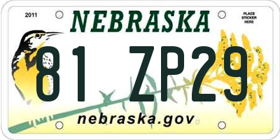NE license plate 81ZP29