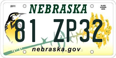 NE license plate 81ZP32