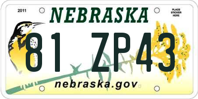 NE license plate 81ZP43