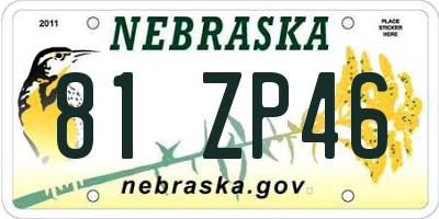 NE license plate 81ZP46