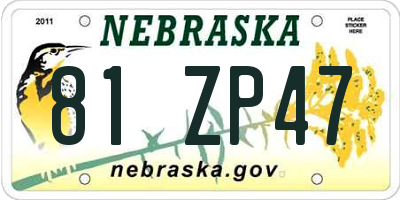 NE license plate 81ZP47