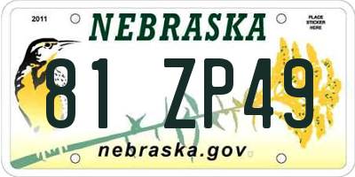 NE license plate 81ZP49