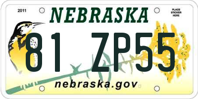 NE license plate 81ZP55