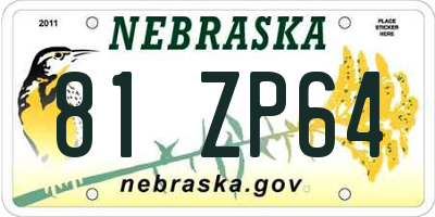 NE license plate 81ZP64