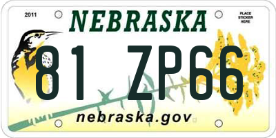NE license plate 81ZP66