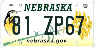NE license plate 81ZP67