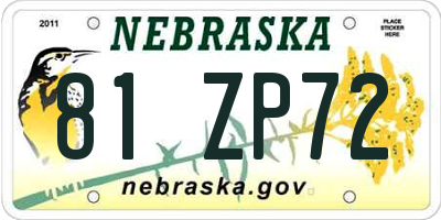 NE license plate 81ZP72
