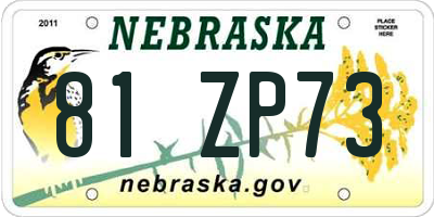 NE license plate 81ZP73
