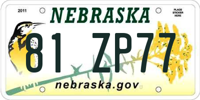 NE license plate 81ZP77