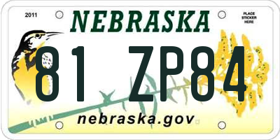 NE license plate 81ZP84