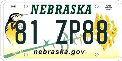 NE license plate 81ZP88