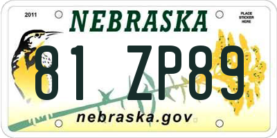NE license plate 81ZP89