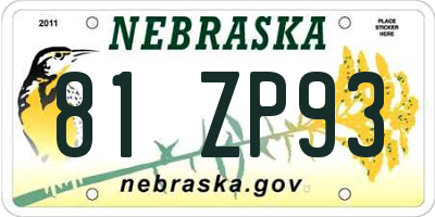 NE license plate 81ZP93