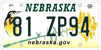 NE license plate 81ZP94